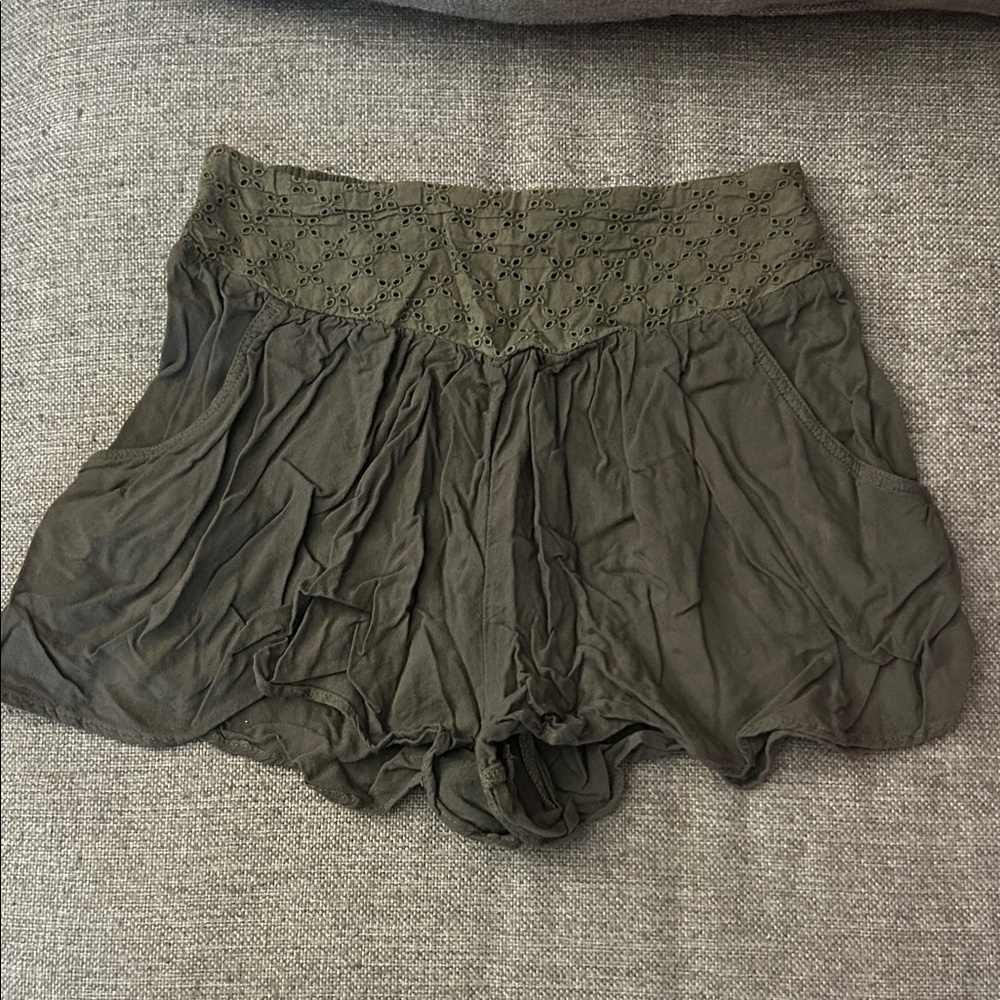 Olive Green Women's Flowy Shorts